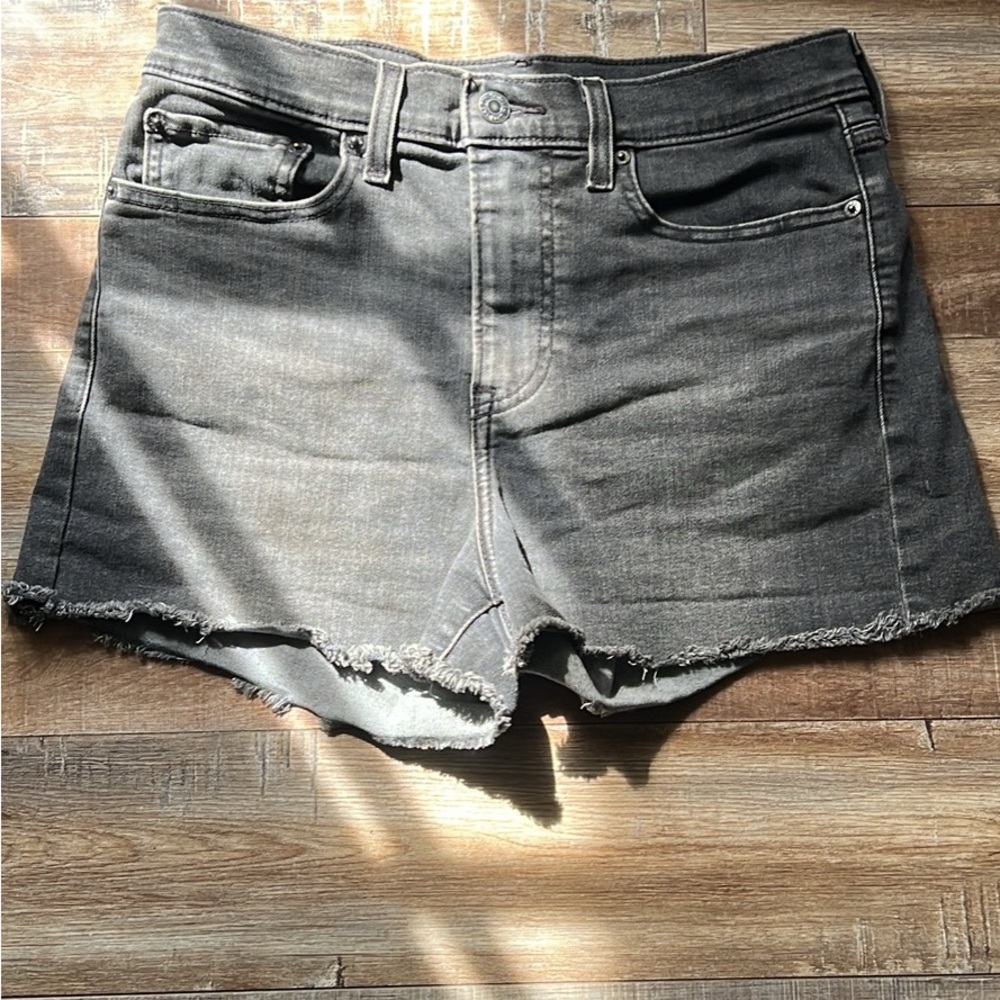 Women's Black Frayed Hem Denim Shorts